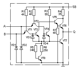 Типовая принципиальная схема элемента 2ИЛИ-НЕ